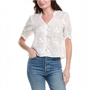 Nanette Lepore Cream Floral Blouse